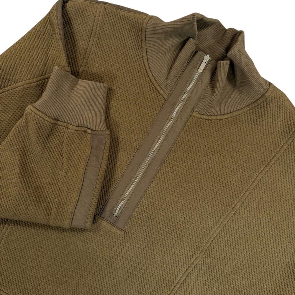 CALIA Elevate Ripple 1/4 Zip Pullover Womens XL Dark Khaki Olive Textured Active